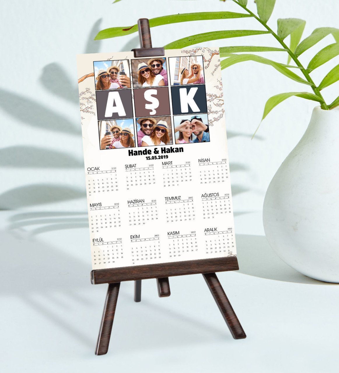 BK Gift Kişiye Özel 15x21 cm Fotoğraflı Aşk Temalı Şövaleli 2023 Takvim-1