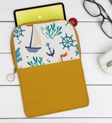 BK Gift Denizci Tasarımlı Taşınabilir Koruyucu Tablet Kılıfı & Organizer Çanta - Sarı-1