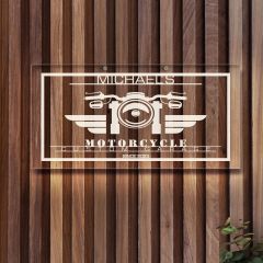 BK Gift Kişiye Özel Motorsiklet Tasarımlı Akrilik Bar Tabelası(38x19cm)-4, Home Bar Tabela, Duvar Dekoru
