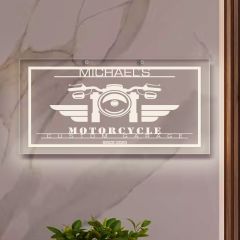 BK Gift Kişiye Özel Motorsiklet Tasarımlı Akrilik Bar Tabelası(38x19cm)-4, Home Bar Tabela, Duvar Dekoru