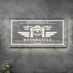 BK Gift Kişiye Özel Motorsiklet Tasarımlı Akrilik Bar Tabelası(38x19cm)-4, Home Bar Tabela, Duvar Dekoru