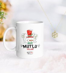 Kişiye Özel Yılbaşı Mutlu Yıllar Kupa ve Kar Tanesi Kolye-5