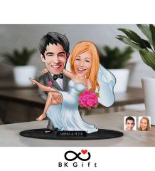 BK Gift Kişiye Özel Evleniyoruz Karikatürlü Ahşap Biblo, Sevgililer Günü Hediyesi, Doğum Günü Hediyesi, Yıl Dönümü Hediyesi-9
