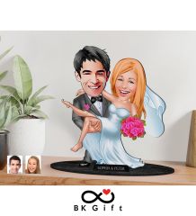 BK Gift Kişiye Özel Evleniyoruz Karikatürlü Ahşap Biblo, Sevgililer Günü Hediyesi, Doğum Günü Hediyesi, Yıl Dönümü Hediyesi-9