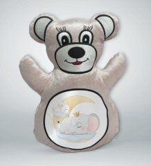 BK Gift Sevimli Fil ve Tavşan Tasarımlı Krem Ayıcık Yastık-1