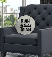 BK Gift Blah Blah Tasarımlı Yuvarlak Dekoratif Kırlent Yastık-1