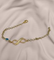 BK Gift Kişiye Özel Zirkon Taşlı Gold Sonsuzluk Bileklik