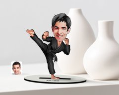 Kişiye Özel Erkek Karateci Karikatürlü Ahşap Biblo Model-1