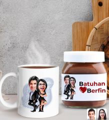 BK Gift Sevgiliye Özel Karikatürlü Kupa ve Nutella 400gr. Hediye Seti, Sevgiliye Hediye, Sevgililer Günü Hediye, Doğum Günü Hediyesi-9