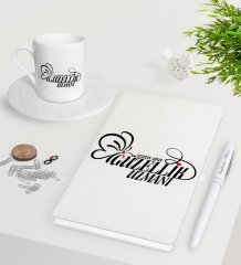 Kişiye Özel Güzellik Uzmanı Beyaz Defter Kalem Türk Kahvesi Fincanı Seti-2