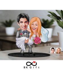 BK Gift Kişiye Özel Evleniyoruz Karikatürlü Ahşap Biblo, Sevgililer Günü Hediyesi, Doğum Günü Hediyesi, Yıl Dönümü Hediyesi-7