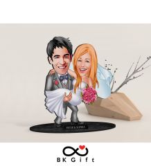 BK Gift Kişiye Özel Evleniyoruz Karikatürlü Ahşap Biblo, Sevgililer Günü Hediyesi, Doğum Günü Hediyesi, Yıl Dönümü Hediyesi-7