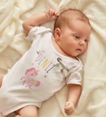 BK Kids Kişiye Özel İsimli Beyaz Bebek Body Zıbın Kız Bebek Künyesi ve İğnesi Hediye Seti-4
