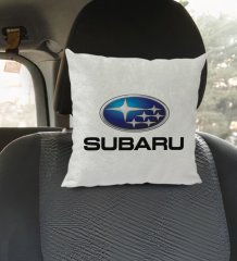 BK Gift Subaru Tasarımlı Kare Araç Koltuk Yastığı-1