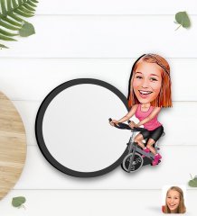 Kişiye Özel Kadın Fitness Sporcusu Karikatürlü Ahşap Bardak Altlığı-1