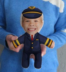Kişiye Özel Fotoğraflı Çocuk Pilot Bebek Yastık-1