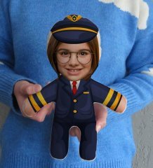 Kişiye Özel Fotoğraflı Çocuk Pilot Bebek Yastık-1