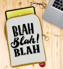 BK Gift Blah Blah Blah Tasarımlı Taşınabilir Koruyucu Tablet Kılıfı & Organizer Çanta - Sarı-1