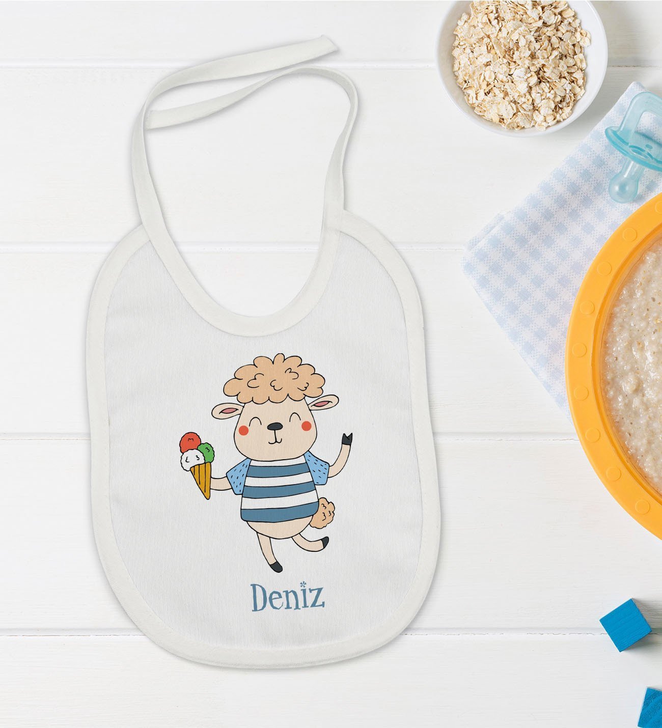 BK Kids Kişiye Özel İsimli Bebek Mama Önlüğü - Model 22