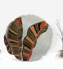 BK Gift Bitki Tasarımlı Yuvarlak Dekoratif Kırlent Yastık-1