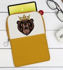 BK Gift Ayı Tasarımlı Taşınabilir Koruyucu Tablet Kılıfı & Organizer Çanta - Sarı-1