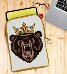 BK Gift Ayı Tasarımlı Taşınabilir Koruyucu Tablet Kılıfı & Organizer Çanta - Sarı-1