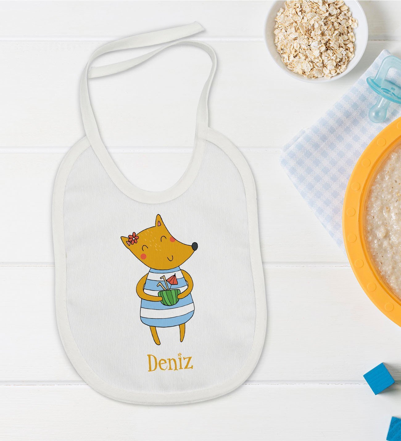 BK Kids Kişiye Özel İsimli Bebek Mama Önlüğü - Model 21