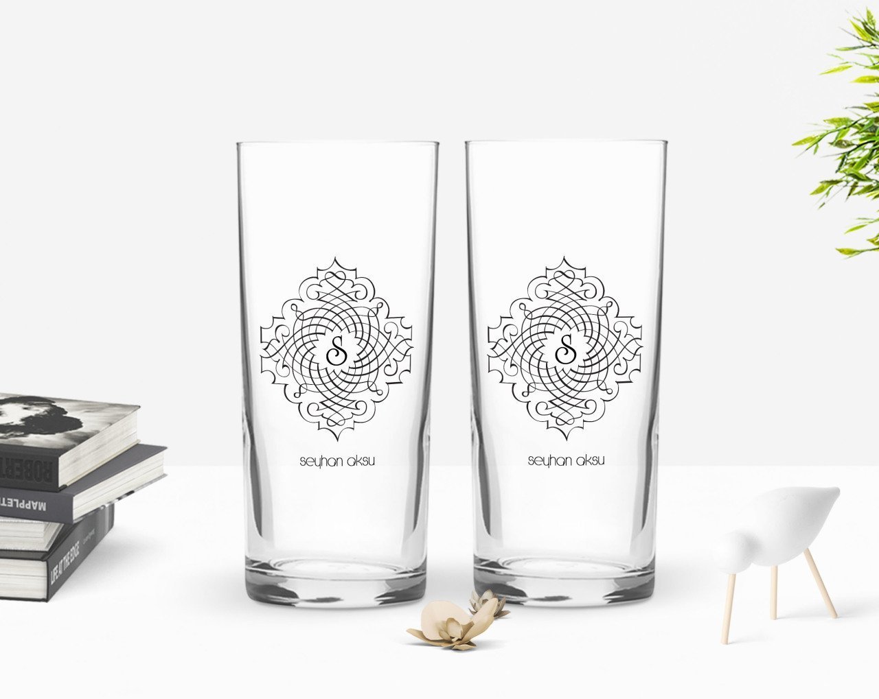Kişiye Özel Renkli Baskılı İsimli İkili Rakı Bardağı Seti-104