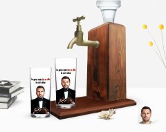 Kişiye Özel Renkli Baskılı Godfather Baba Karikatürlü İkili Rakı Bardağı ve Ahşap Rakı Standı Hediye Seti-7