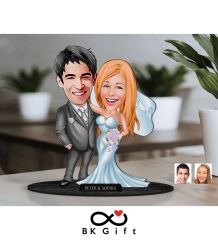 BK Gift Kişiye Özel Evleniyoruz Karikatürlü Ahşap Biblo, Sevgililer Günü Hediyesi, Doğum Günü Hediyesi, Yıl Dönümü Hediyesi-5