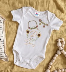 BK Kids Kişiye Özel İsimli Beyaz Bebek Body Zıbın Kız Bebek Künyesi ve İğnesi Hediye Seti-3