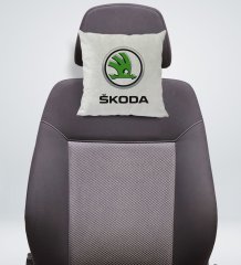 BK Gift Skoda Tasarımlı Kare Araç Koltuk Yastığı-1