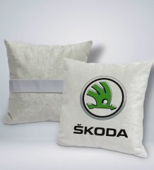 BK Gift Skoda Tasarımlı Kare Araç Koltuk Yastığı-1