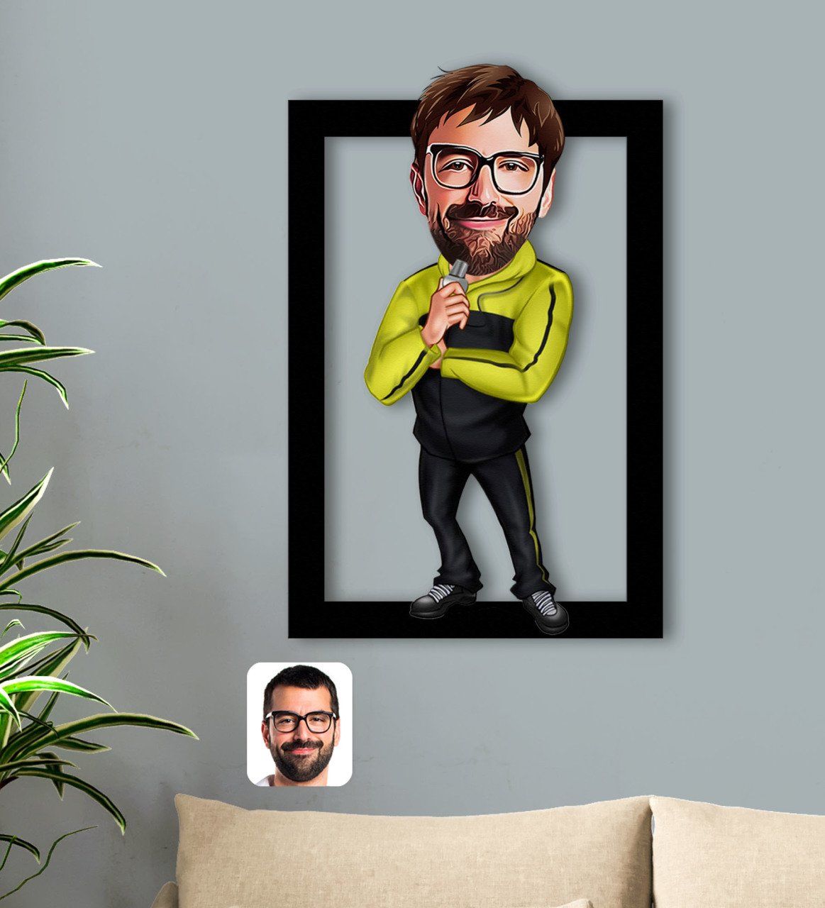 Kişiye Özel Erkek Beden Eğitimi Öğretmeni Karikatürlü 3D Ahşap Tablo-1