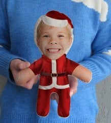 Kişiye Özel Fotoğraflı Çocuk Noel Baba Bebek Yastık-1