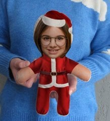 Kişiye Özel Fotoğraflı Çocuk Noel Baba Bebek Yastık-1
