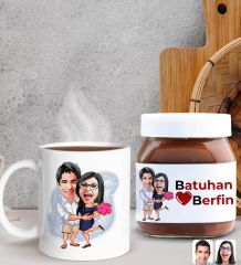 BK Gift Sevgiliye Özel Karikatürlü Kupa ve Nutella 400gr. Hediye Seti, Sevgiliye Hediye, Sevgililer Günü Hediye, Doğum Günü Hediyesi-6