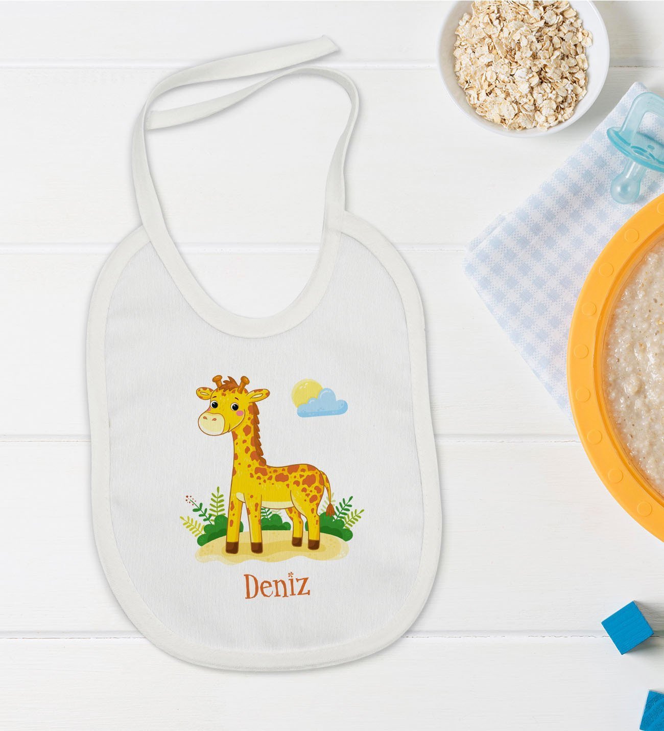 BK Kids Kişiye Özel İsimli Bebek Mama Önlüğü - Model 20