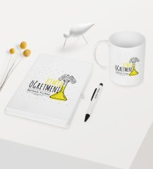 Kişiye Özel Kimya Öğretmeni Temalı Beyaz Defter Kalem Kupa Seti - 5