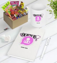 Kişiye Özel Doktor Nostaljik Lezzetler Defter Kalem Kupa Hediye Seti-12