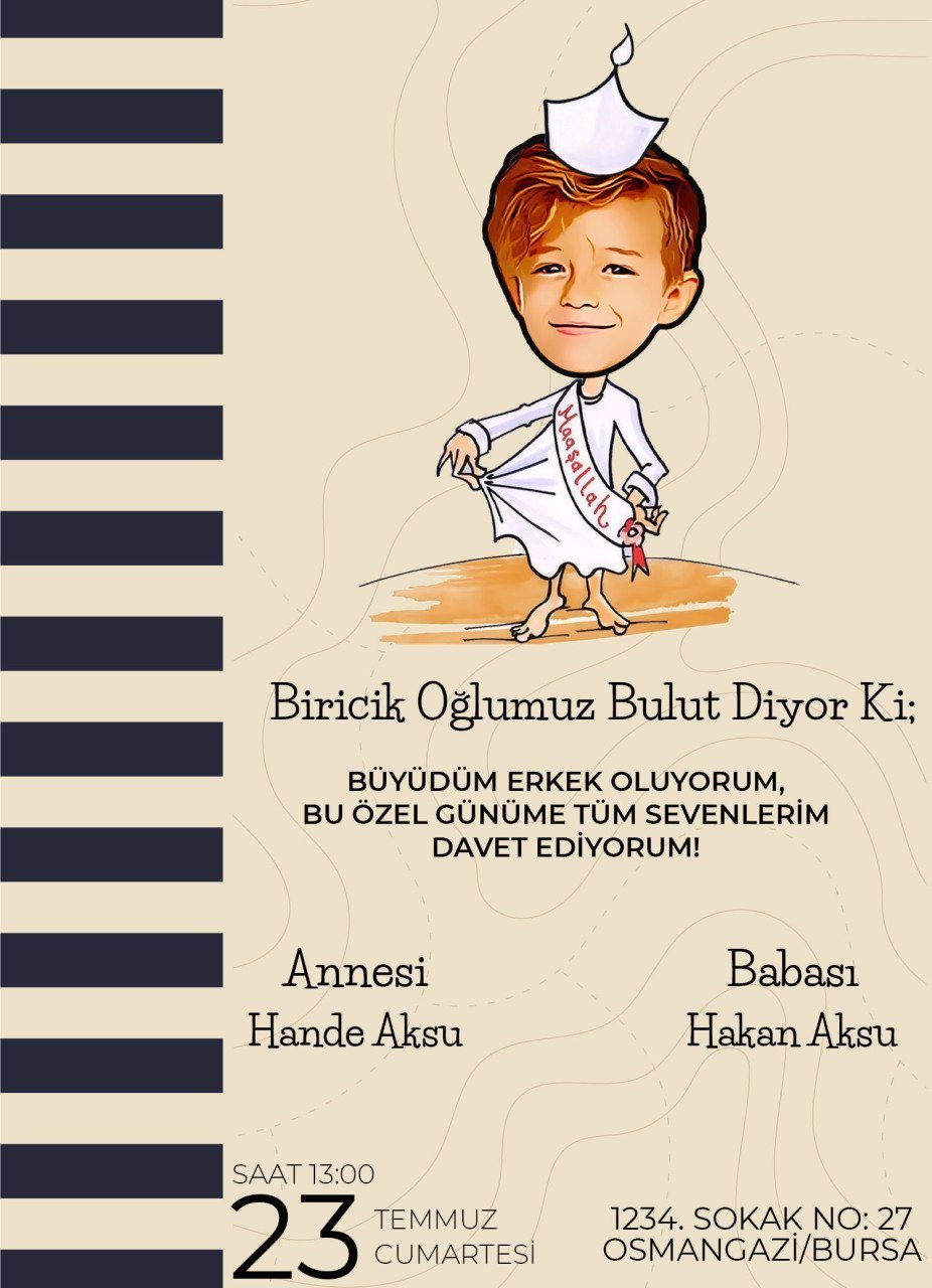 Kişiye Özel Bitmeyen Sünnet Davetiyesi Model 4