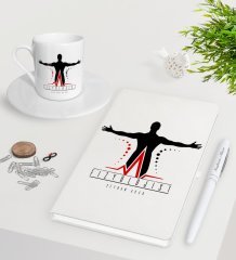 Kişiye Özel Fizyolojist Beyaz Defter Kalem Türk Kahvesi Fincanı Seti-2