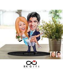 BK Gift Kişiye Özel Evleniyoruz Karikatürlü Ahşap Biblo, Sevgililer Günü Hediyesi, Doğum Günü Hediyesi, Yıl Dönümü Hediyesi-4