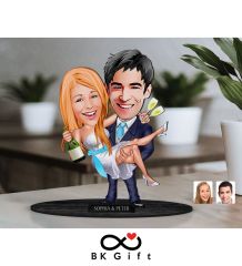 BK Gift Kişiye Özel Evleniyoruz Karikatürlü Ahşap Biblo, Sevgililer Günü Hediyesi, Doğum Günü Hediyesi, Yıl Dönümü Hediyesi-4