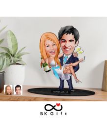 BK Gift Kişiye Özel Evleniyoruz Karikatürlü Ahşap Biblo, Sevgililer Günü Hediyesi, Doğum Günü Hediyesi, Yıl Dönümü Hediyesi-4