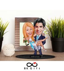 BK Gift Kişiye Özel Evleniyoruz Karikatürlü Ahşap Biblo, Sevgililer Günü Hediyesi, Doğum Günü Hediyesi, Yıl Dönümü Hediyesi-4