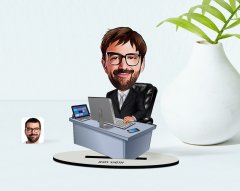 Kişiye Özel Erkek Genel Müdür Karikatürlü Ahşap Biblo Model-1