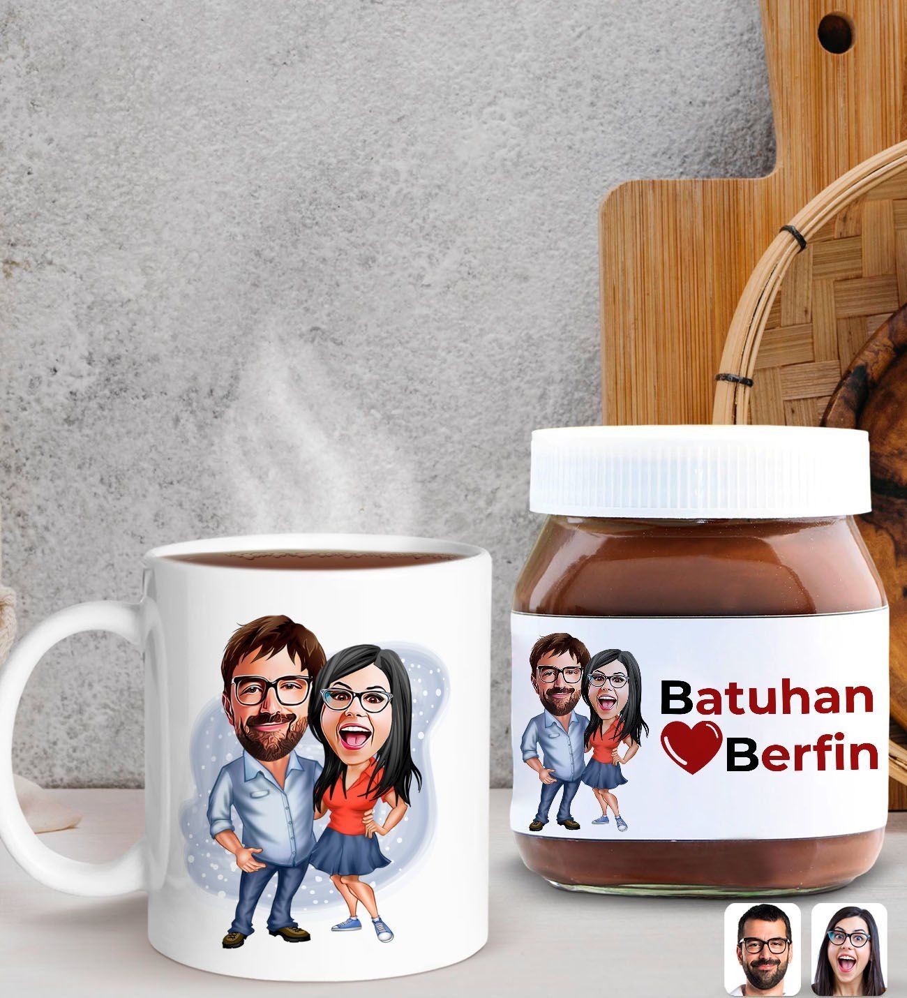 BK Gift Sevgiliye Özel Karikatürlü Kupa ve Nutella 400gr. Hediye Seti, Sevgiliye Hediye, Sevgililer Günü Hediye, Doğum Günü Hediyesi-5