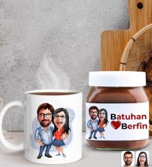 BK Gift Sevgiliye Özel Karikatürlü Kupa ve Nutella 400gr. Hediye Seti, Sevgiliye Hediye, Sevgililer Günü Hediye, Doğum Günü Hediyesi-5