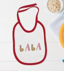 BK Kids Baba Tasarımlı Kırmızı Bebek Body Zıbın ve Mama Önlüğü Hediye Seti-1